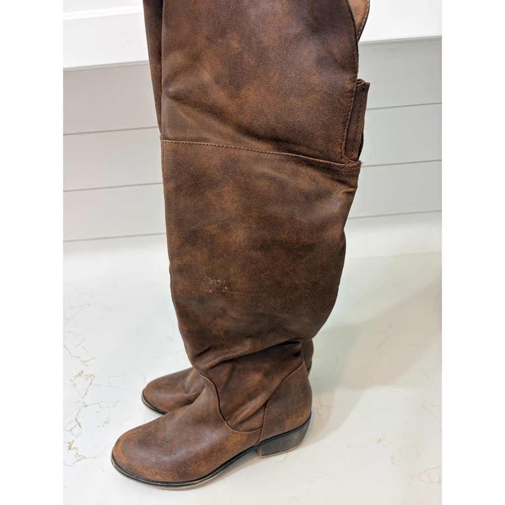 Over the Knee Low Heel Boots Size 6bBrown - Picture 3 of 4